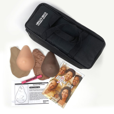 Standard BSE Model Kit for women's breast health education by Health Edco, beige and brown breast self-exam models, 26550