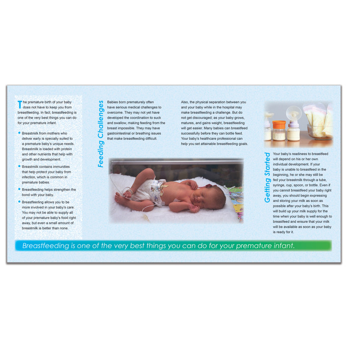 Breastfeeding Your Premature Baby Pamphlet, breastfeeding education handout for human lactation, Childbirth Graphics, 38005