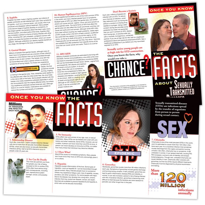 The Facts About STDs Pamphlet, health education pamphlet with 8 panels with information on multiple STDs, Health Edco, 38074