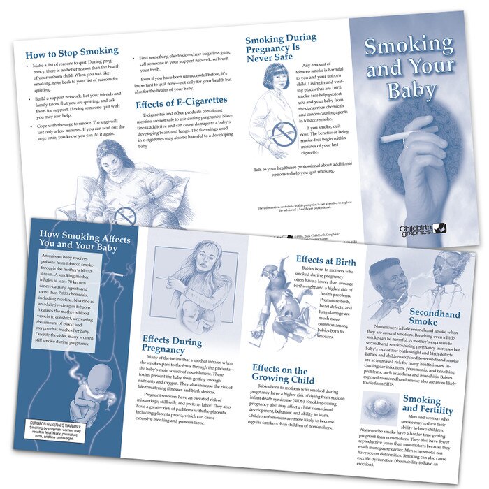 Smoking and Your Baby Pamphlet, childbirth education resource about dangers of smoking for babies, Childbirth Graphics, 38619