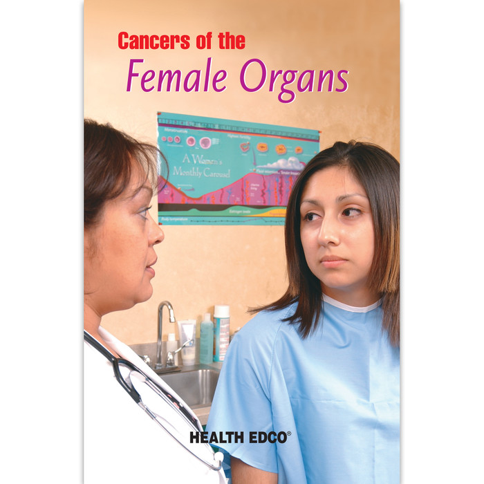 Cancers of the Female Organs 16-page booklet cover, doctor and patient discussing condition, Health Edco, 40015