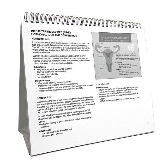 Understanding Birth Control illustrated spiral bound flip chart hormonal methods pills teaching notes panel, self easel, Health Edco, 43325