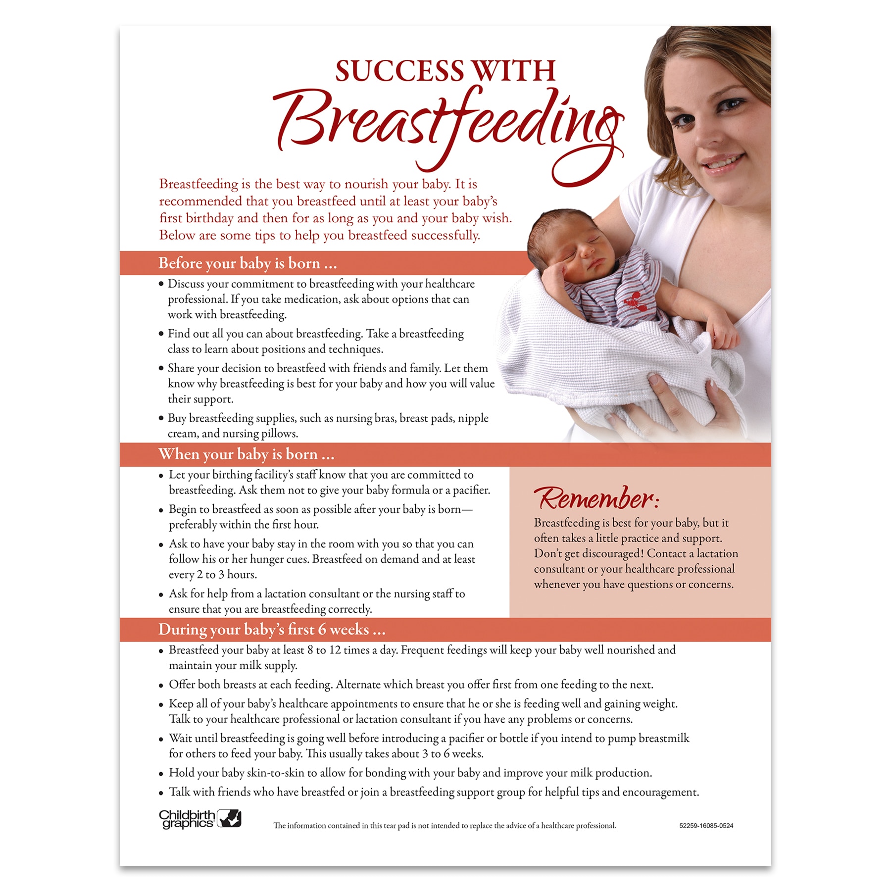 Success With Breastfeeding Tear Pad Childbirth Graphics