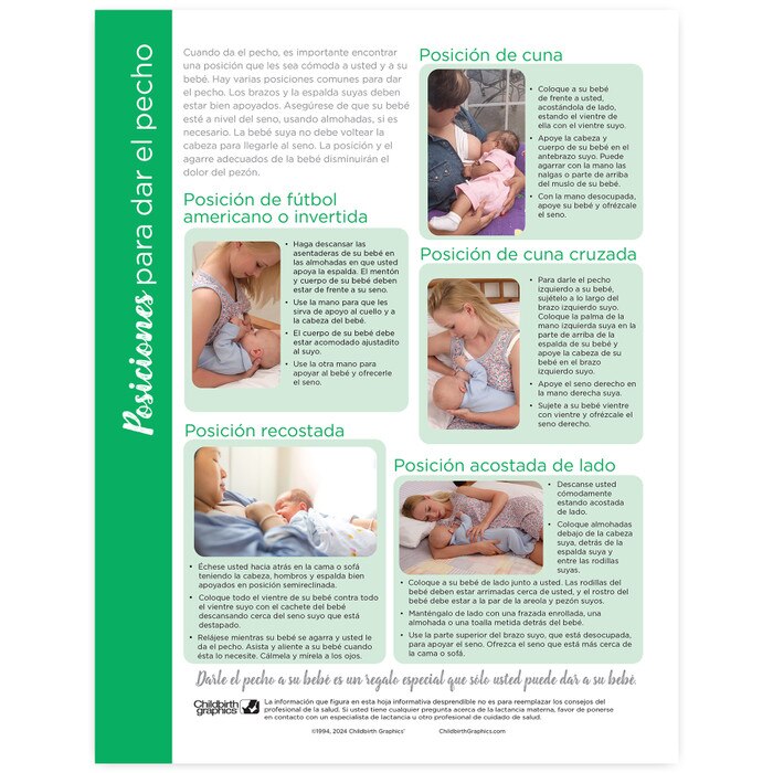 Positions for Breastfeeding Tear Pad, lactation education teaching handout with color photos, Childbirth Graphics, 52519