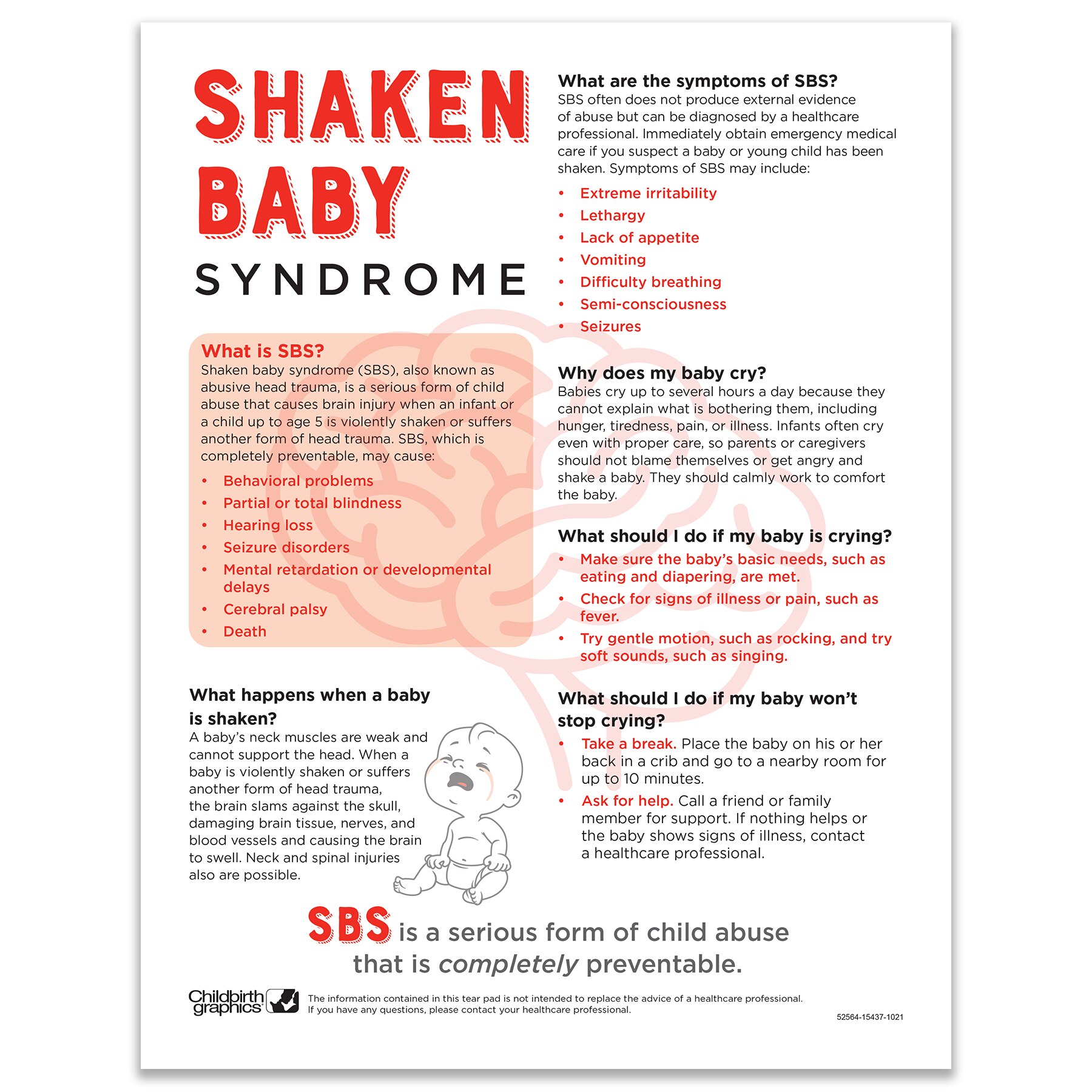 Shaken Baby Syndrome Sbs Tear Pad Childbirth Graphics