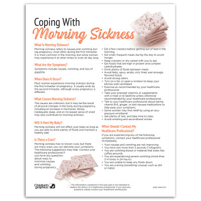 Coping With Morning Sickness Tear Pad childbirth education handout by Childbirth Graphics, patient information English, 52565