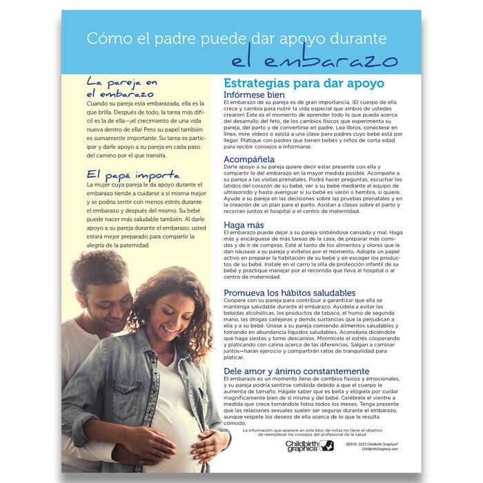 How Fathers Can Support Pregnancy educational tear pad from Childbirth Graphics, expectant dads educational handout, 52618
