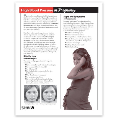 High Blood Pressure in Pregnancy Tear Pad, childbirth education handout on pregnancy hypertension, Childbirth Graphics, 52745