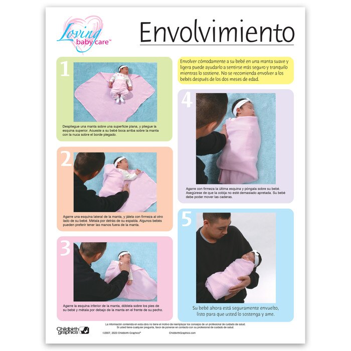 Loving Baby Care: Swaddling educational tear pad from Childbirth Graphics with instructions on how to swaddle a baby, 52752