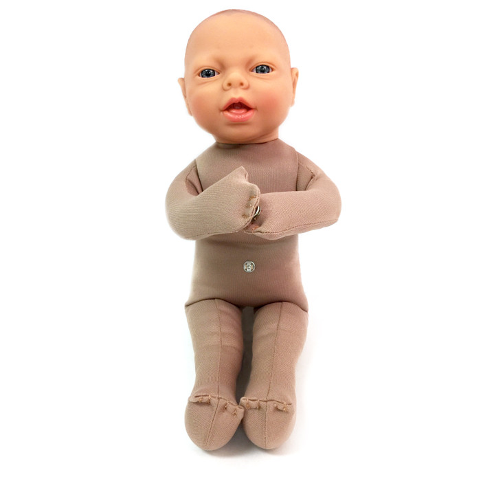 Fetal Model, soft cloth beige baby model sitting upright with snaps to connect placenta model, Childbirth Graphics, 79814