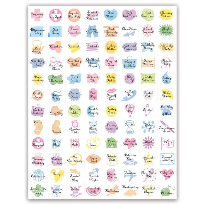 The Pregnancy Calendar by Childbirth Graphics, calendar stickers to chart a mom's special days and pregnancy emotions, 85779