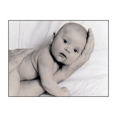 Isabella Print, baby girl facing camera held on father's arm, Childbirth Graphics, 89220