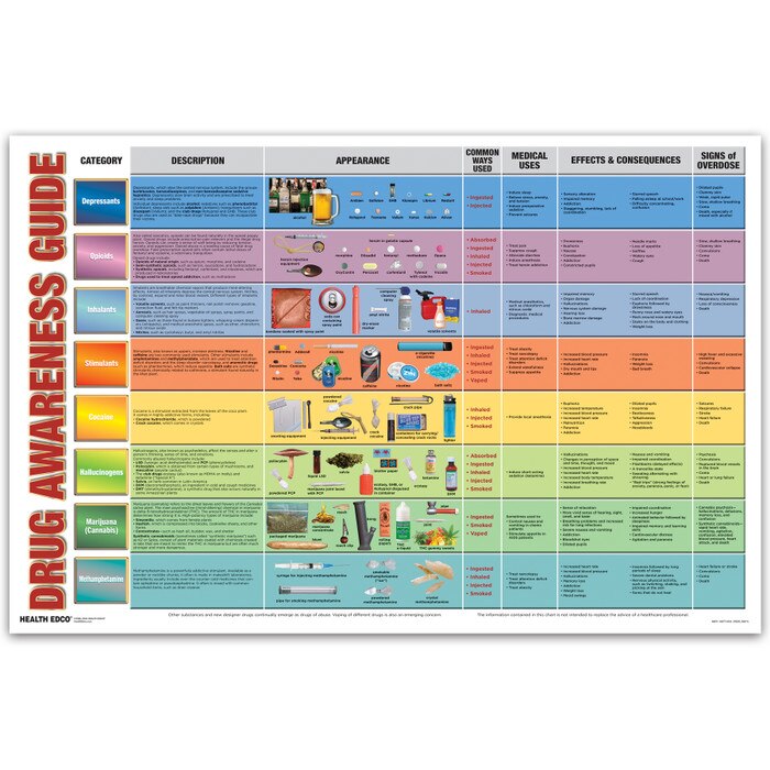 Educational Drug Awareness Guide Chart Health Edco