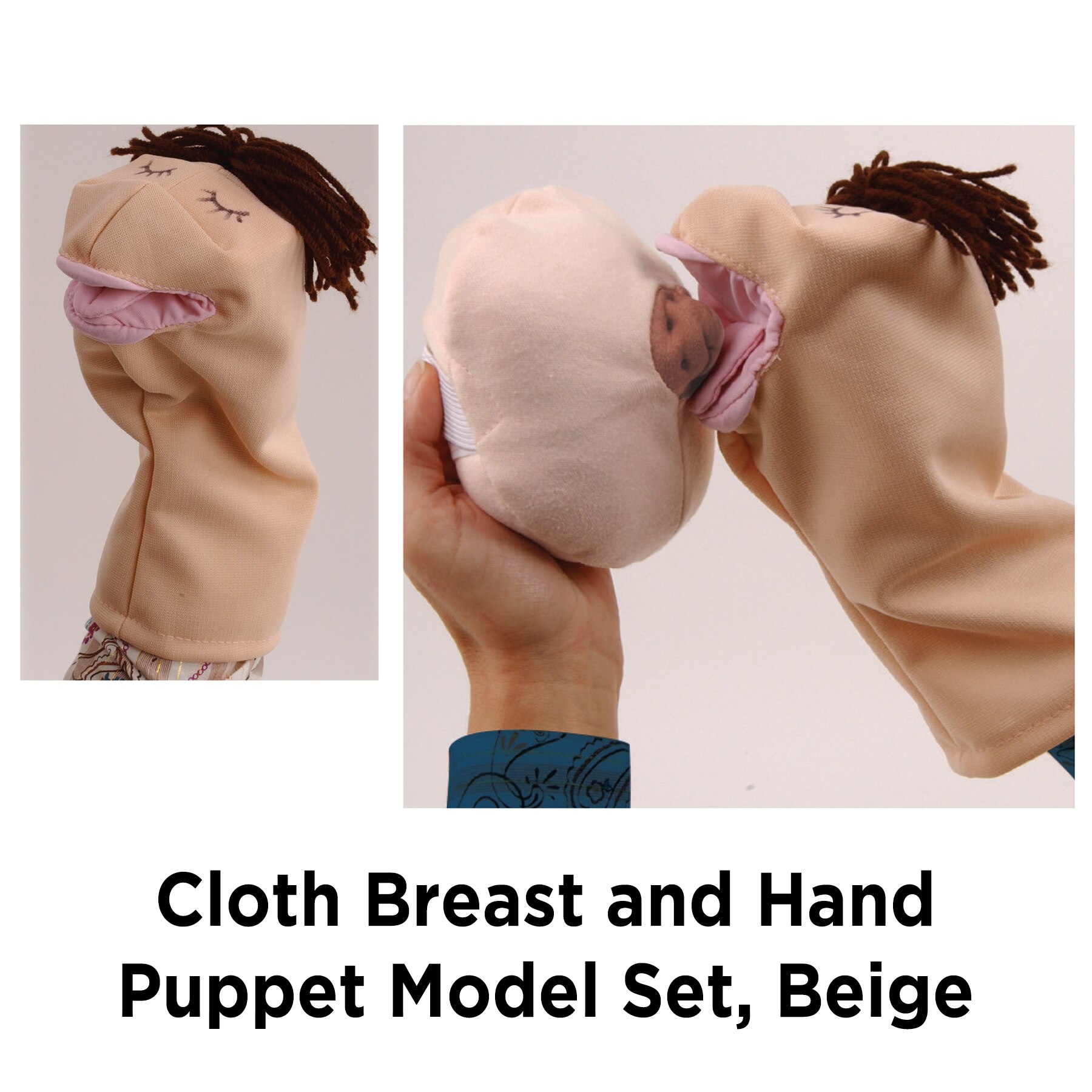 Cloth Breast and Hand Puppet Model Set, Beige, Childbirth Graphics breastfeeding education materials, 75320