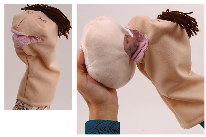 Cloth Breast and Hand Puppet Model Set for breastfeeding education from Childbirth Graphics