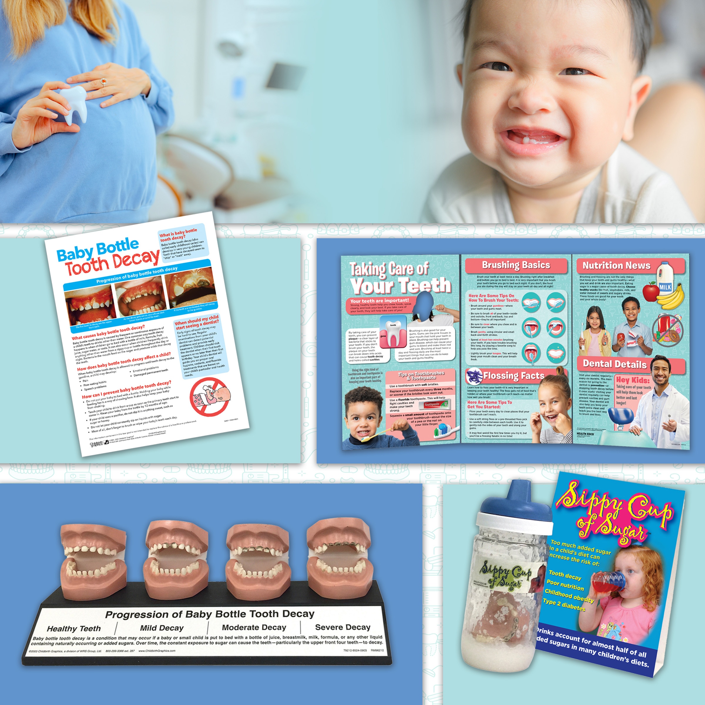 Childbirth Graphics parenting education materials on dental health for National Children’s Dental Health Month