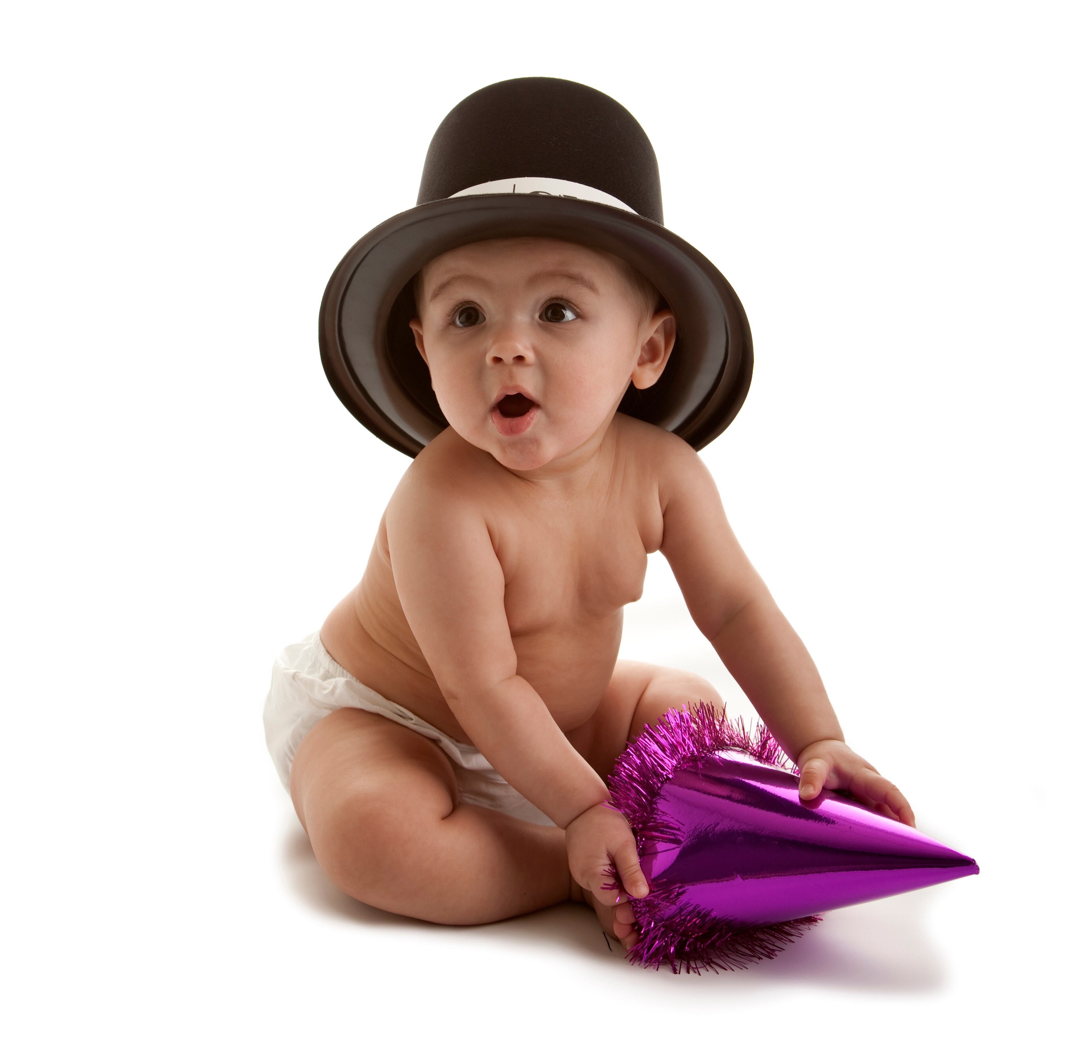 Baby new year: infant wearing top hat