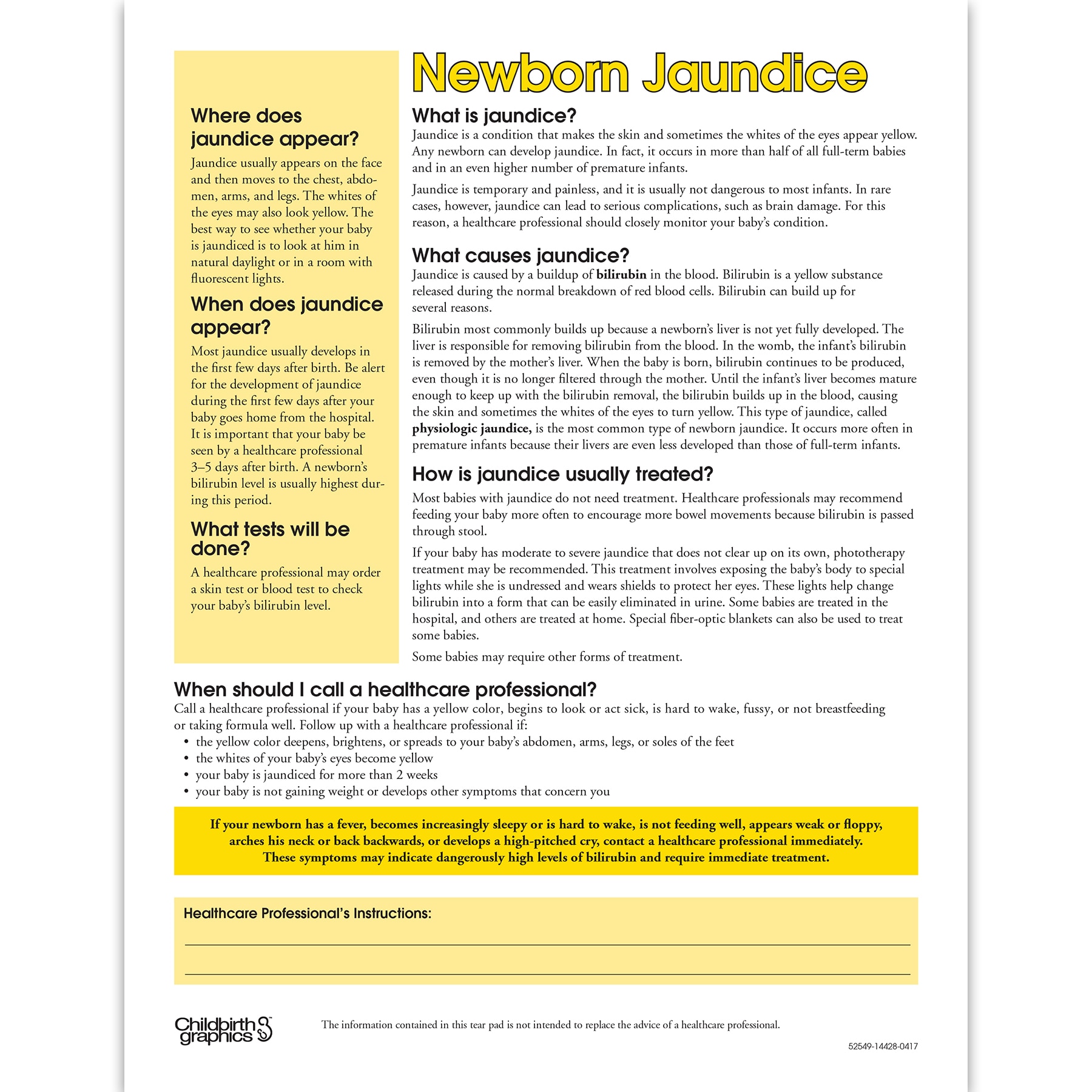 Newborn Jaundice Tear Pad from Childbirth Graphics